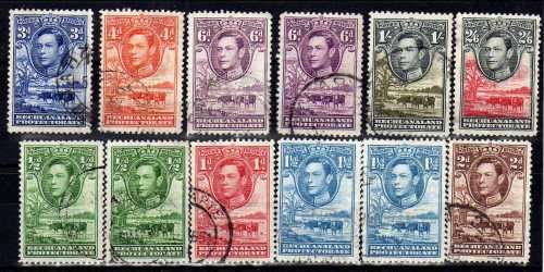 BECHUANALAND 1938 DEFIN PART SET OF 9 + 3 SHADES 1/2d - 2/6d USED. SACC 113-121. CAT R730. (2015)