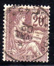 FRANCE 1900 DEFIN 20c BROWN FINE USED. SG 297. CAT 11 POUNDS.