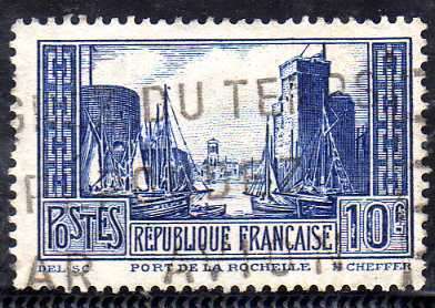 FRANCE 1929 "VIEWS" 10FR BLUE GOOD USED. SG 474b. CAT 20 POUNDS.