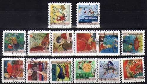 FRANCE 2009 "CHRISTMAS AND NEW YEAR" SET OF 14 VERY FINE USED. SG 4707-4720. CAT 22,40 POUNDS.
