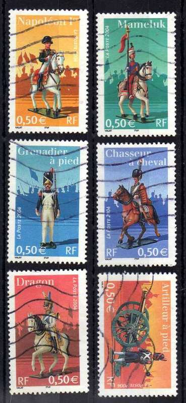 FRANCE 2004 "NAPOLEONS IMPERIAL GUARD" SET OF 6 VERY FINE USED. SG 3981-86. CAT 6 POUNDS.