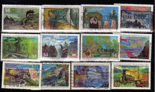 CANADA 1986-88 EXPLORATION OF CANADA 3 SETS OF 4 FU. SG 1208-11, 1232-35, 1285-88. CAT 18,80 POUNDS.