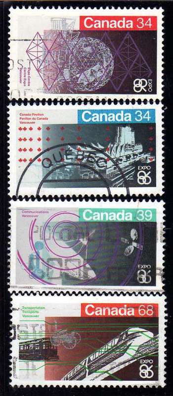CANADA 1986 "EXPO 86" SET OF 4 VERY FINE USED. SG 1192-93, 1196-97. CAT 7,50 POUNDS.