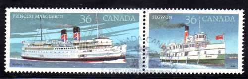 CANADA 1987 "CANADIAN STEAMSHIPS" SET OF 2 VFU. SG 1245-46. CAT 5 POUNDS.