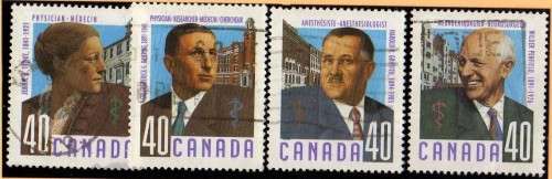 CANADA 1991 "MEDICAL PIONEERS" SET OF 4 VFU. SG 1413-16. CAT 3,60 POUNDS.