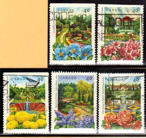 CANADA 1991 "PUBLIC GARDENS" SET OF 5 VFU. SG 1422-26. CAT 3,50 POUNDS.