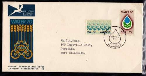 SOUTH WEST AFRICA 1970-75. 11 FDC's NO 1-10 AND 1973 DEFIN SET ON FDC. ALL VERY CLEAN. CAT R830.