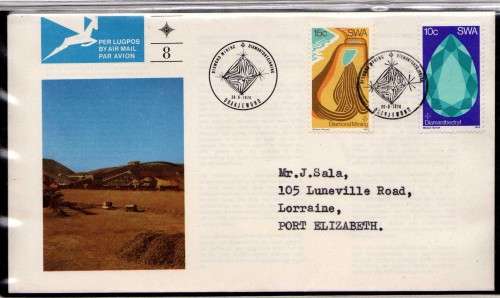 SOUTH WEST AFRICA 1970-75. 11 FDC's NO 1-10 AND 1973 DEFIN SET ON FDC. ALL VERY CLEAN. CAT R830.