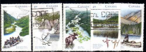 CANADA 1991 "CANADIAN RIVERS" SET OF 5 FINE USED. SG 1432-36. CAT 7 POUNDS.