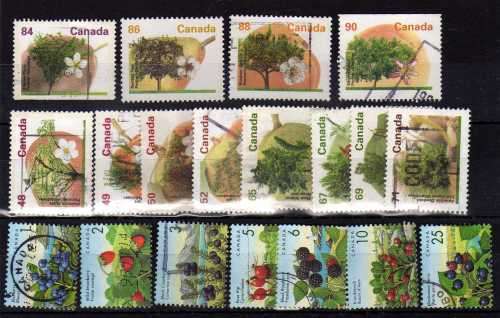 CANADA 1991 DEFIN. BERRIES, FRUIT AND NUTS VFU. SET OF 19. SG 1460-78. CAT 12 POUNDS.