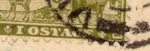 ORANGE RIVER COLONY 1910/13 INTERPROVINCIAL 4d WITH "IOSTAGE" FOR "POSTAGE" VARIETY VFU ON PIECE.