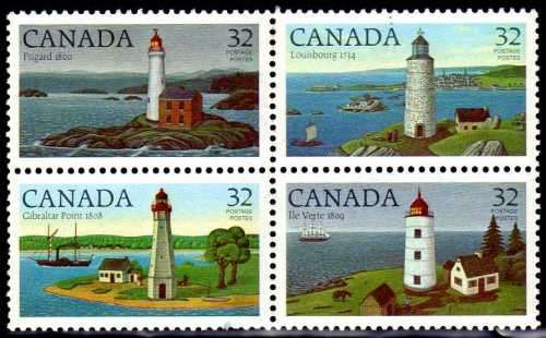 CANADA 1984 "LIGHT HOUSES" (1ST SERIES) SET OF 4 (2 UMM & 2 LMM). SG 1128-31. CAT 7 POUNDS.