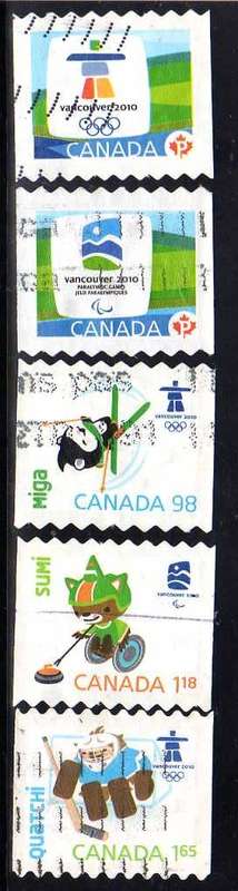 CANADA 2009 WINTER OLYMPIC GAMES VANCOUVER SET OF 5 VFU. SG 2590-94. CAT 11,25 POUNDS.