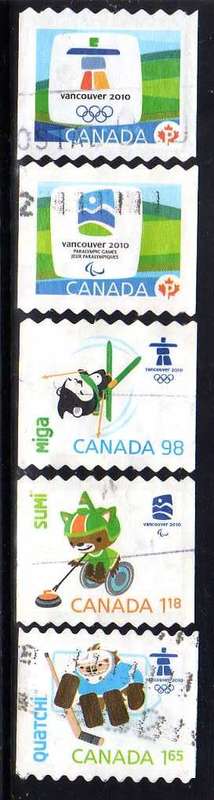 CANADA 2009 WINTER OLYMPIC GAMES VANCOUVER SET OF 5 VFU. SG 2590-94. CAT 11,25 POUNDS.