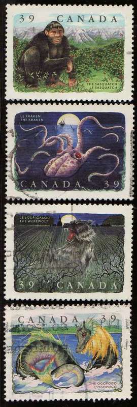 CANADA 1990 "LEGENDARY CREATURES" SET OF 4 VFU. SG 1400-3. CAT 6 POUNDS.