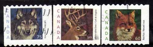CANADA 2000 "WILDLIFE" SET OF 3 & COIL STAMPS SET OF 5 VFU. SG 2026-28 & 2029-36. CAT 9,25 POUNDS.