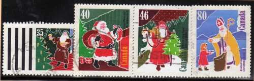 CANADA 1991 "CHRISTMAS" SET OF 4 VFU. SG 1450-53. CAT 6,55 POUNDS.