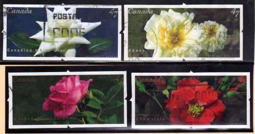 CANADA 2001 "CANADIAN ROSES" SET OF 4 VERY FINE USED. SG 2091-94. CAT 4,40 POUNDS.