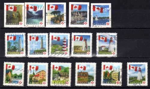 CANADA 2006 CANADIAN FLAG DEFIN SET OF 16 VFU. SG 2434-2449. CAT 21,60 POUNDS.