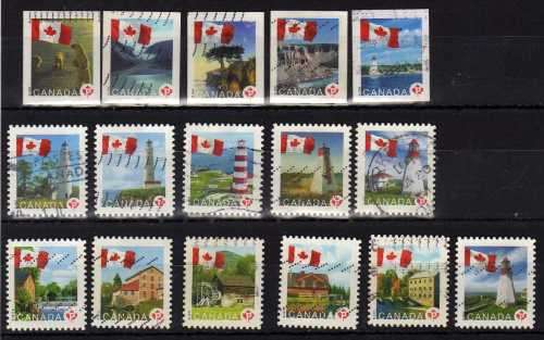 CANADA 2006 CANADIAN FLAG DEFIN SET OF 16 VFU. SG 2434-2449. CAT 21,60 POUNDS.