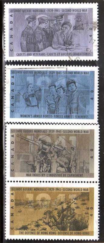 CANADA 1991 "50TH ANNIV OF WWII" (3RD ISSUE) SET OF 4 VFU. SG 1456-59. CAT 8 POUNDS.