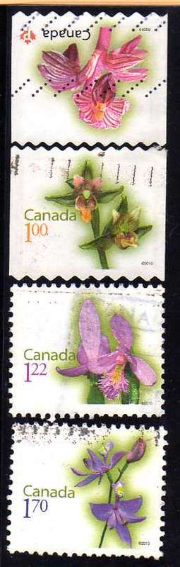 CANADA 2010 FLOWERS (4TH SERIES) SET OF 4 VFU. SG 2645-48. CAT 9,45 POUNDS.
