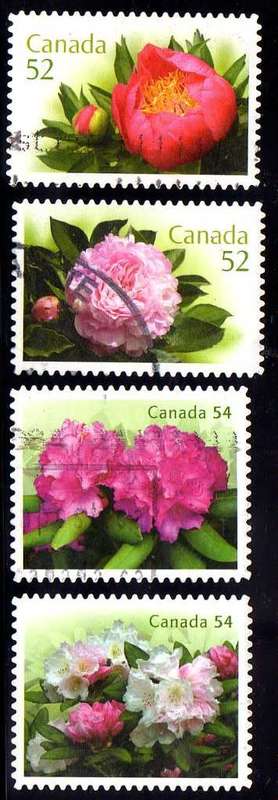 CANADA 2008 & 2009 FLOWERS 2 SETS OF 2 VFU. SG 2541-2, 2603-4. CAT 4,50 POUNDS.