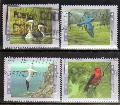 CANADA 1997 "BIRDS" 2nd SERIES SET OF 4 VERY FINE POSTAL USED. SG 1717-20. CAT 5,60 POUNDS.