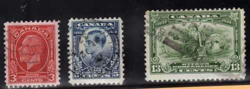 CANADA 1932 "OTTAWA CONFERENCE" SET OF 3 VERY FINE USED. SG 315-317. CAT 11,80 POUNDS.