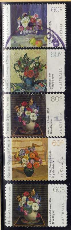 AUSTRALIA 2011 "GALLERY SERIES FLOWERS" SET OF 5 SELF ADHESIVE FU. SG 3574-78. CAT 6,50 POUNDS.