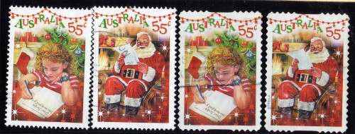 AUSTRALIA 2010 "CHRISTMAS" 2 SETS OF 2 (1) ORD GUM, (2) SELF ADH VFU. SG 3518-21. CAT 4,80 POUNDS.