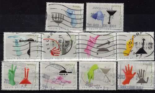 SOUTH AFRICA 2010 TAXI HAND SIGNALS SET OF 10 POSTAL USED. SACC 1993-2002. CAT R80. (2023-25)