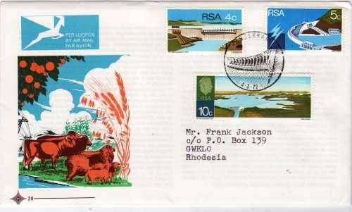 SOUTH AFRICA 1972 FDC No 20A "ORANGE CATTLE" VERY FINE. SACC 312-314. CAT R150. (SACC 2017/18)