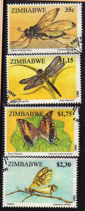ZIMBABWE 1995 "INSECTS" SET OF 4 FVU. SG 904-907. CAT 6,50 POUNDS.