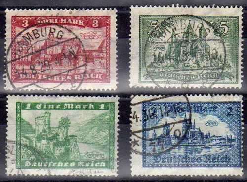 GERMANY 1924 SET OF 4 FINE - VF USED. SG 376-379. CAT 38 POUNDS.