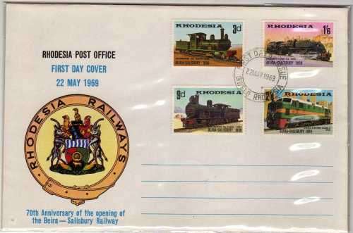 RHODESIA 1969 "70th ANNIV BEIRA-SALISBURY RAILWAY" SET OF 4 ON FDC. SACC 188-191. CAT R150 (2017/18)