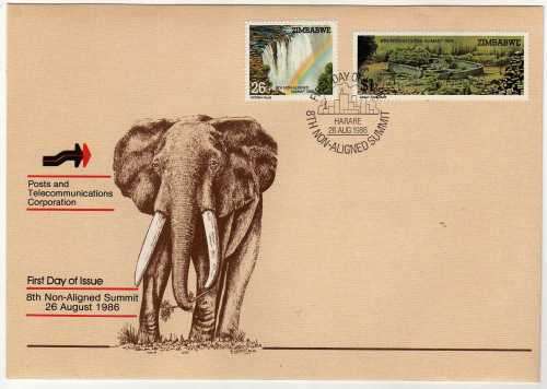 ZIMBABWE 1986 "8TH NON-ALIGNED SUMMIT" SET OF 2 ON FDC. SG 698-699. CAT STAMPS 4,80 POUNDS.