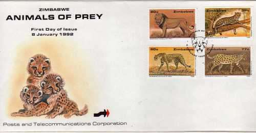 ZIMBABWE 1992 ALL 4 FDC's ISSUED. CAT STAMPS 19 POUNDS.