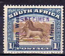 SOUTH WEST AFRICA 1926/7 PICTORIALS 2d, 3d and 1/- SINGLES HANDSTAMPED SPECIMEN.
