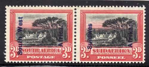 SOUTH WEST AFRICA 1926-27 PICTORIALS 3d UMM HORIZ PAIR. SACC 76. CAT R300. (SACC 2023/25)