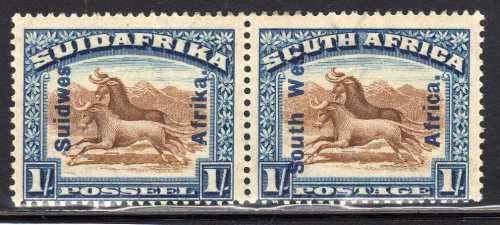 SOUTH WEST AFRICA 1926-27 PICTORIALS 1/- UMM HORIZ PAIR. SACC 77. CAT R1000. (SACC 2023/25)