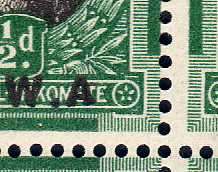 SOUTH WEST AFRICA 1927/30 1/2d BLOCK OF 4 UMM/LMM WITH VARIETY NO STOP AFTER "A". SACC 81a. CAT R850