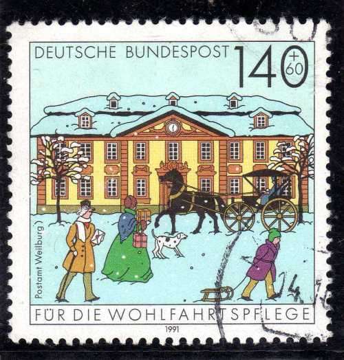 GERMANY 1991 "POSTAL BUILDINGS" SET OF 6 FINE-VFU. SG 2415-20. CAT 12,15 POUNDS.