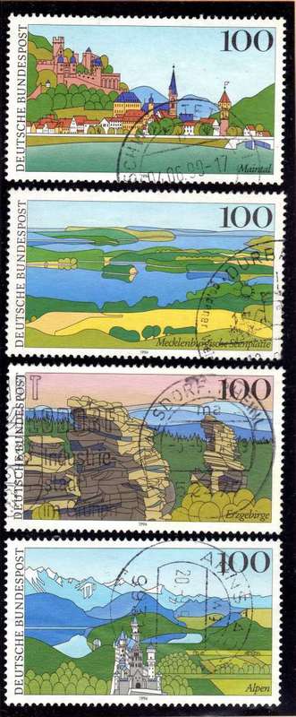 GERMANY 1994 "LANDSCAPES" 2ND SERIES SET OF 4 VFU. SG 2585-88. CAT 4,80 POUNDS.