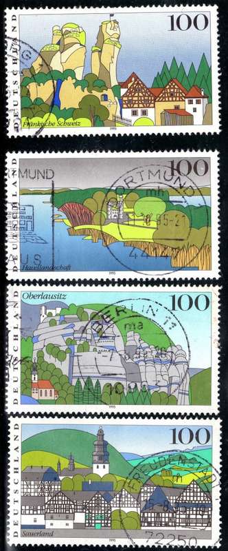 GERMANY 1995 "LANDSCAPES" 3RD SERIES SET OF 4 VFU. SG 2646-49. CAT 4,80 POUNDS.
