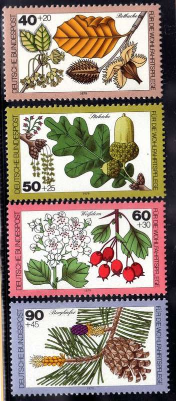 GERMANY 1979 "WOODLAND TREES" SET OF 4 UMM. SG 1905-08. CAT 4,55 POUNDS.