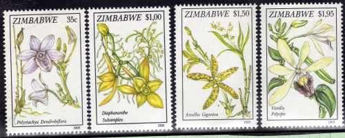 ZIMBABWE 1993 "ORCHIDS" SET OF 4 UMM. SG 860-63. CAT 8,75 POUNDS.