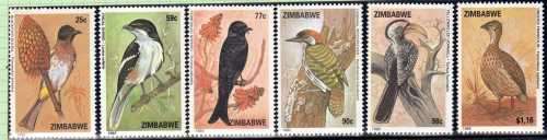 ZIMBABWE 1992 "BIRDS" SET OF 6 UMM (**). SG 832-837. CAT 6,75 POUNDS.