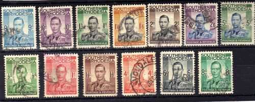 SOUTHERN RHODESIA 1937 DEFINITIVE SET OF 13 FINE - VERY FINE USED. SACC 42-54. CAT R425. (SACC 2015)