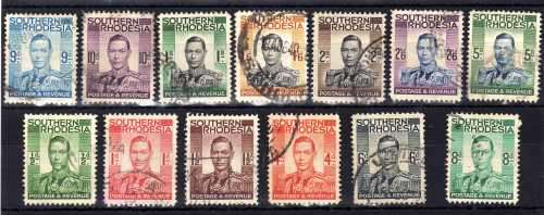 SOUTHERN RHODESIA 1937 DEFINITIVE SET OF 13 FINE - VERY FINE USED. SACC 42-54. CAT R425. (SACC 2015)